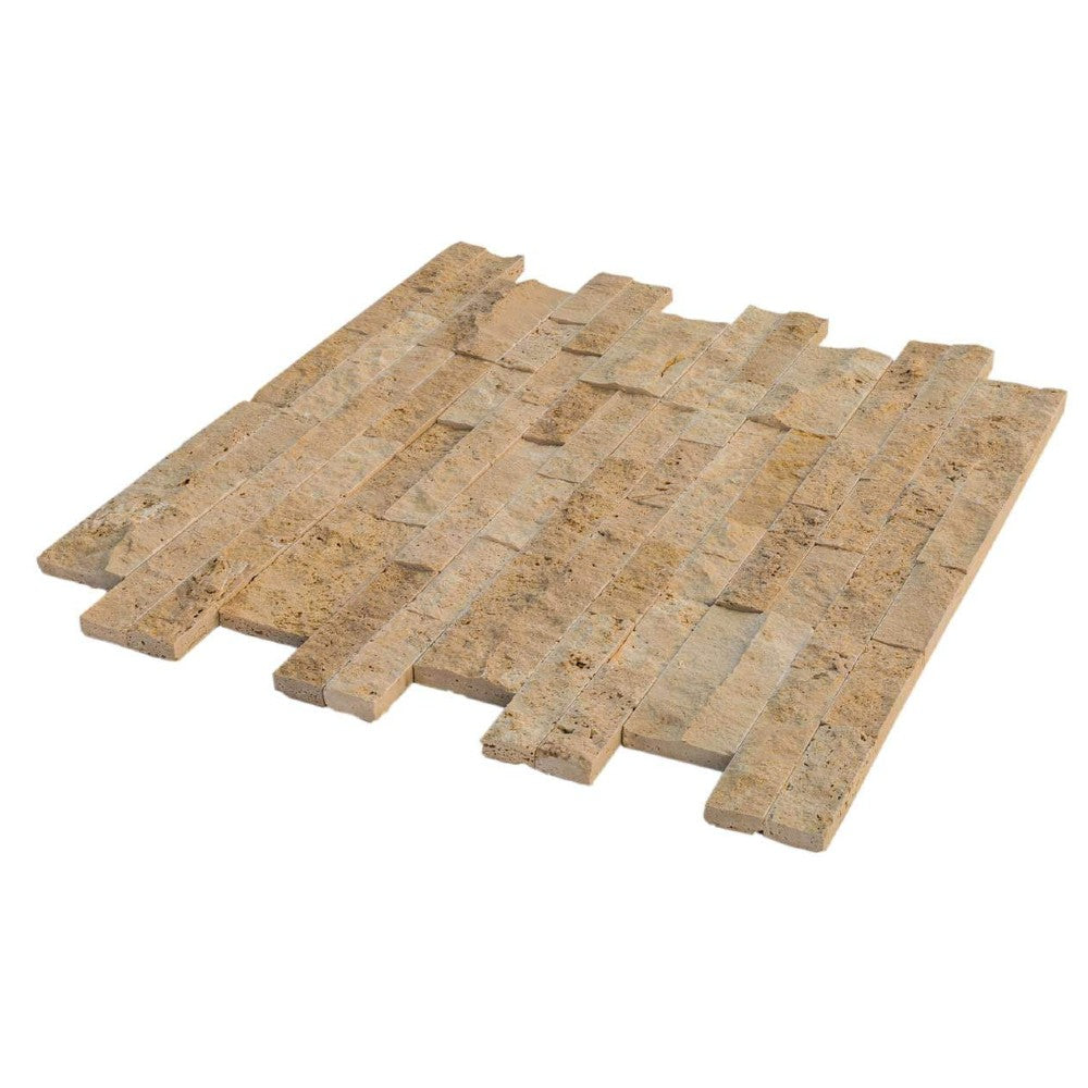 volcano travertine split face stone siding mosaic tile mesh size 6x24-SKU-20012454 angle view