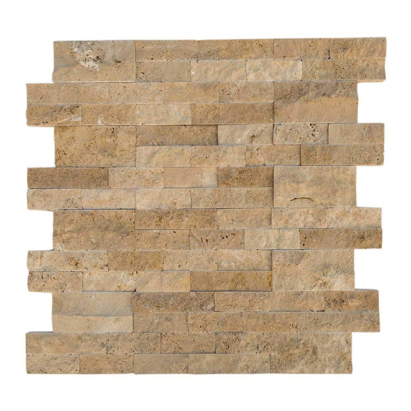 volcano travertine split face stone siding mosaic tile mesh size 6x24-SKU-20012454 top view 