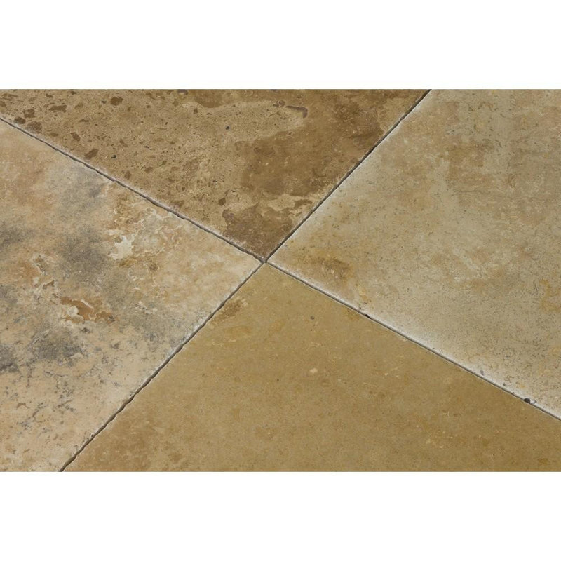 volcano travertine tile brushed chiseled size-16"x24"-SKU-10094905 Close-up view of product.