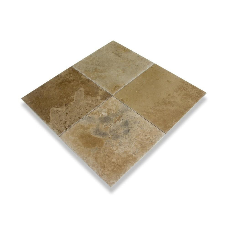 volcano travertine tile brushed chiseled size-16"x16"-SKU-10094905 View of product on the white background.
