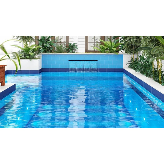 yurtbay pool matte wall and floor tile size 5"x10" (12.5cmx25cm) edge unrectified SKU-312366 installed on pool floor and walls